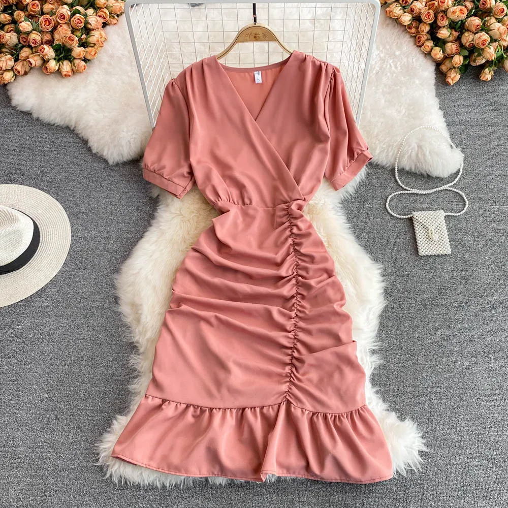 Cute v neck short dress fashion dress      S473