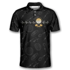 Darts Heart Beat and Board Arrow Darts Shirts for Men Darts Polo Shirt