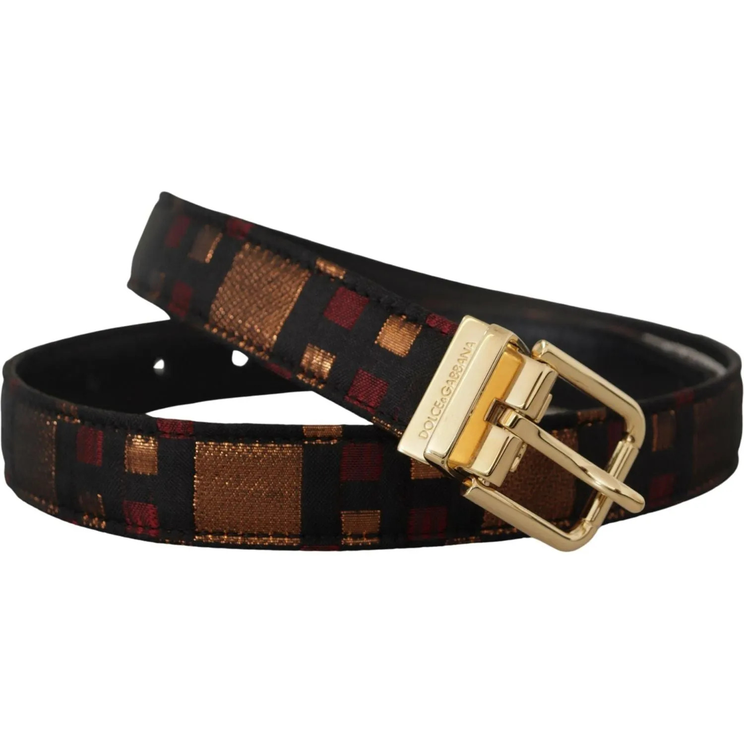 Dolce & Gabbana Multicolor Leather Belt with Gold Buckle