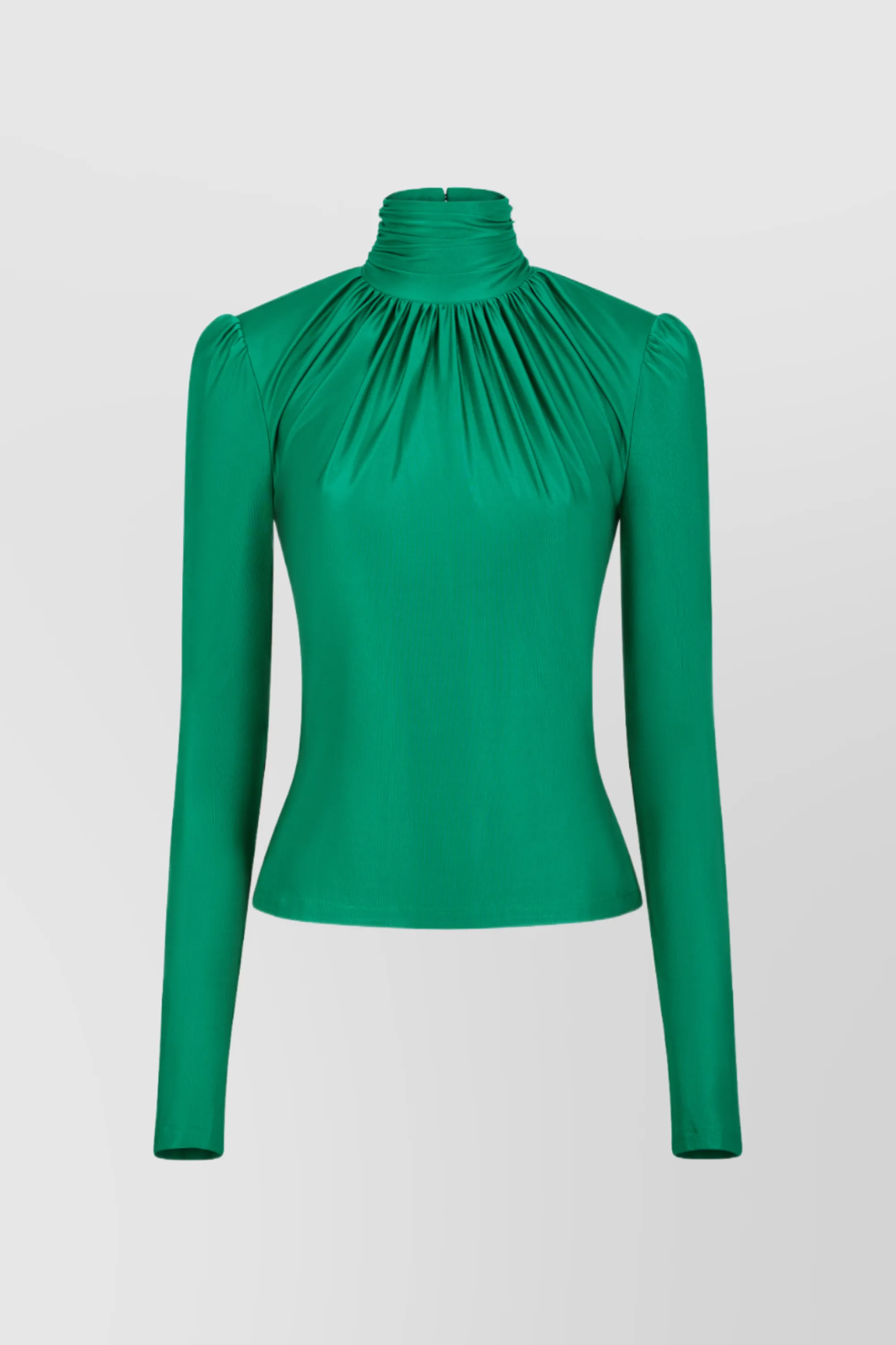 Draped emerald high-neck top