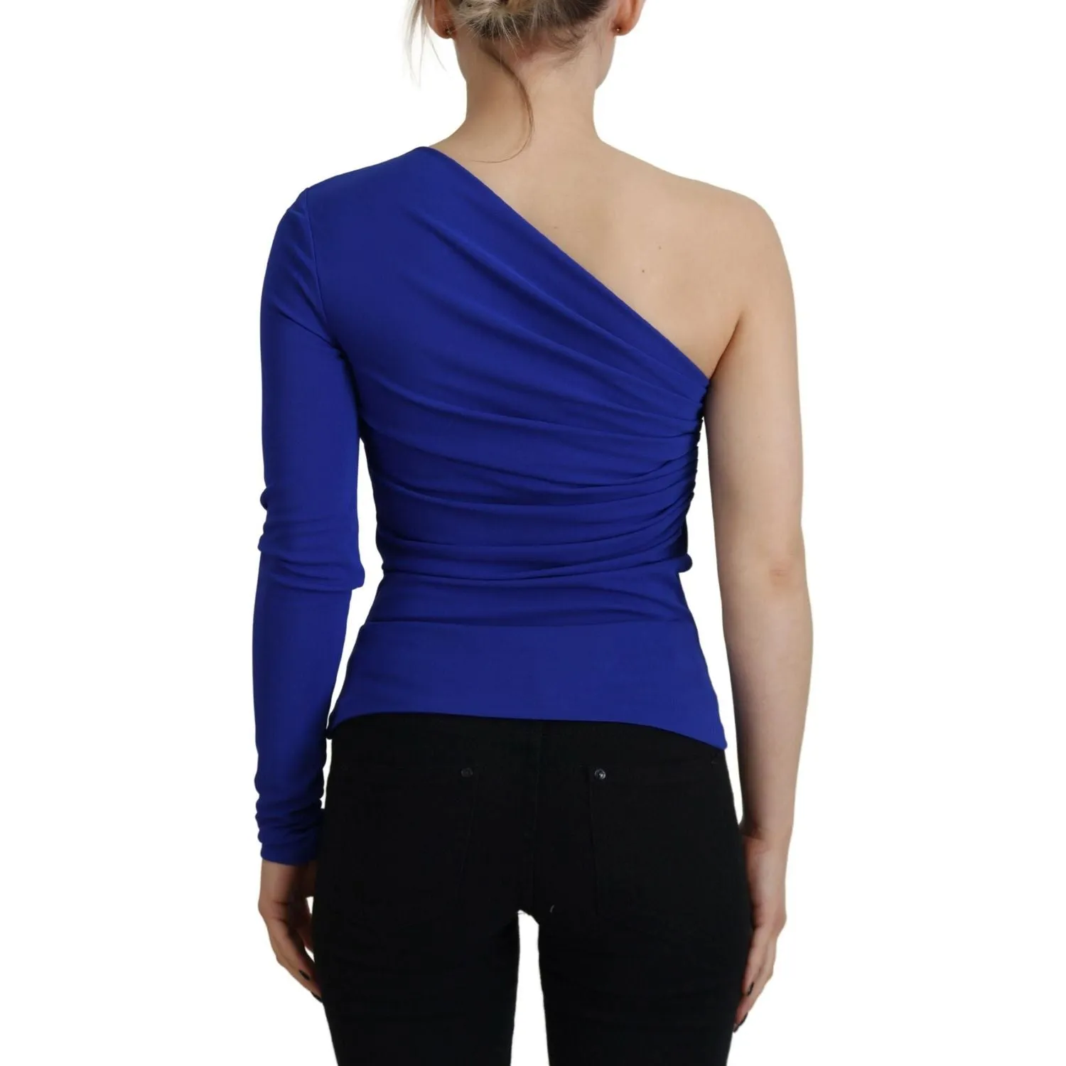 Dsquared² Blue Viscose One Shoulder Slim Fit Blouse Top