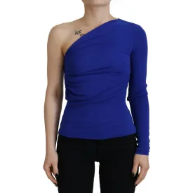 Dsquared² Blue Viscose One Shoulder Slim Fit Blouse Top