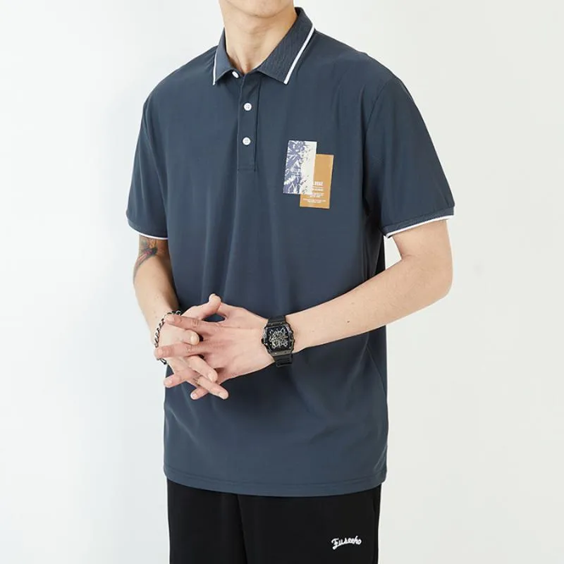 Elasticity Lapel Loose-Fit Business Silky Short Sleeve Polo Shirt