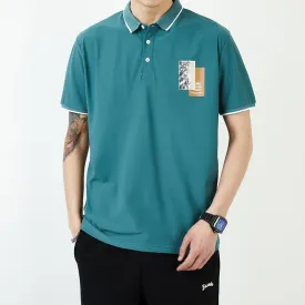 Elasticity Lapel Loose-Fit Business Silky Short Sleeve Polo Shirt