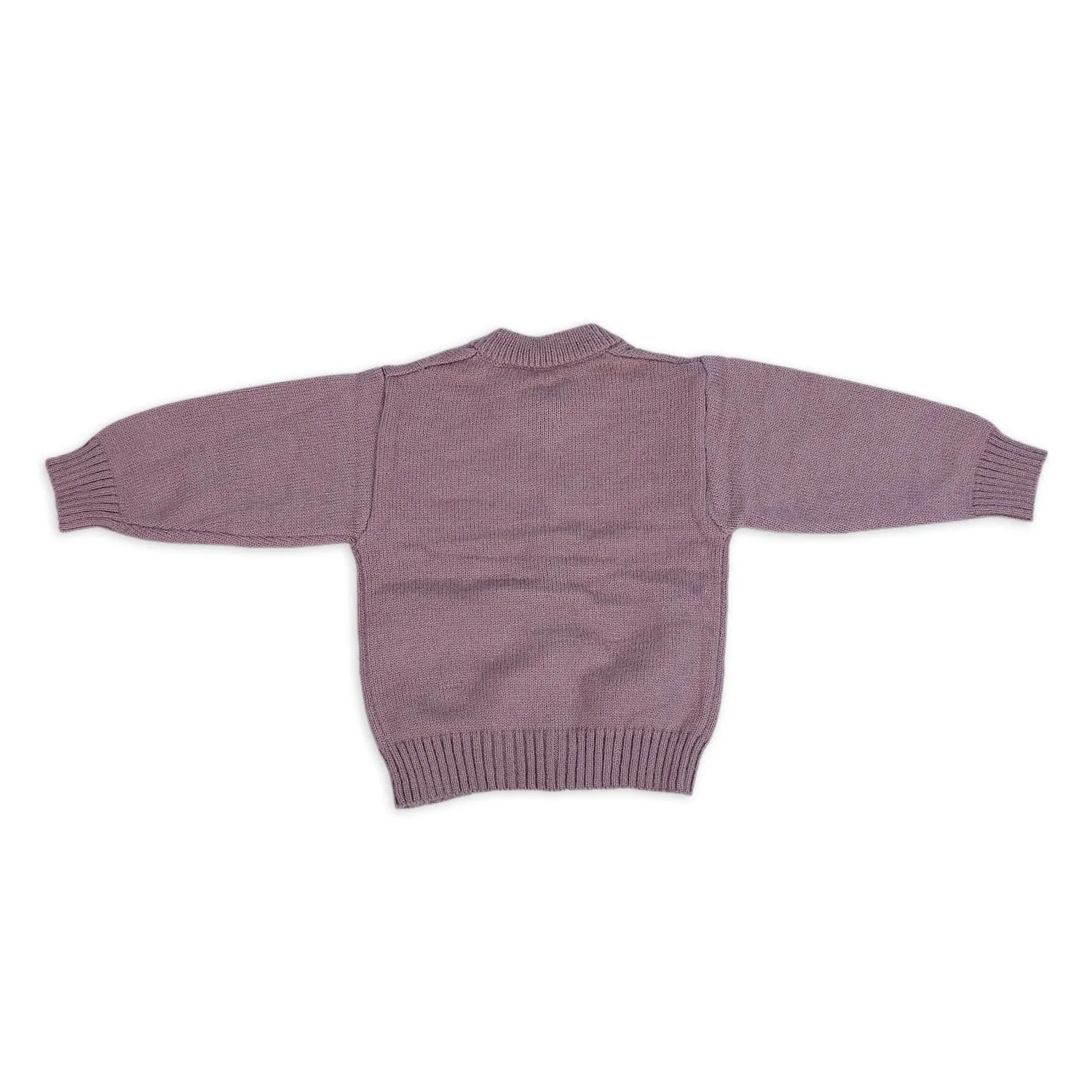 Elegant Bow And Pearl Buttons Premium Full Sleeves Knitted Sweater - Mauve