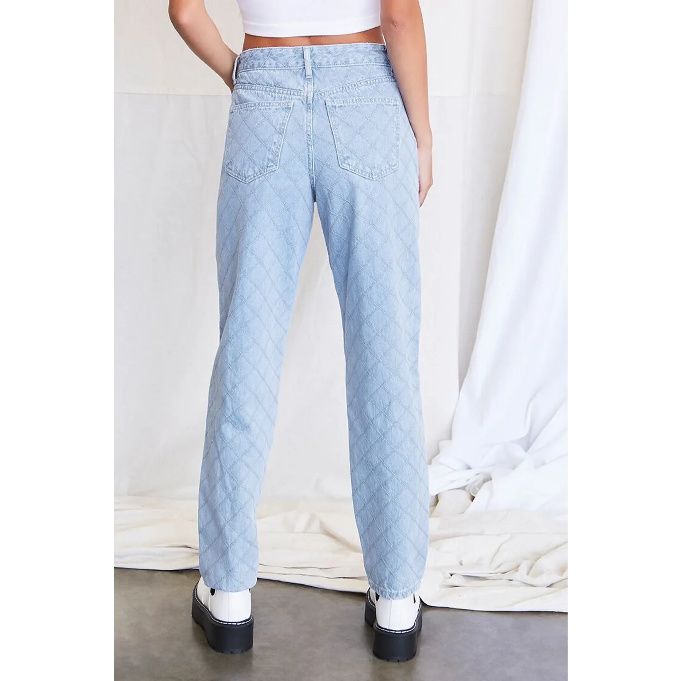 F21 Patterned Mom Light Blue Jeans