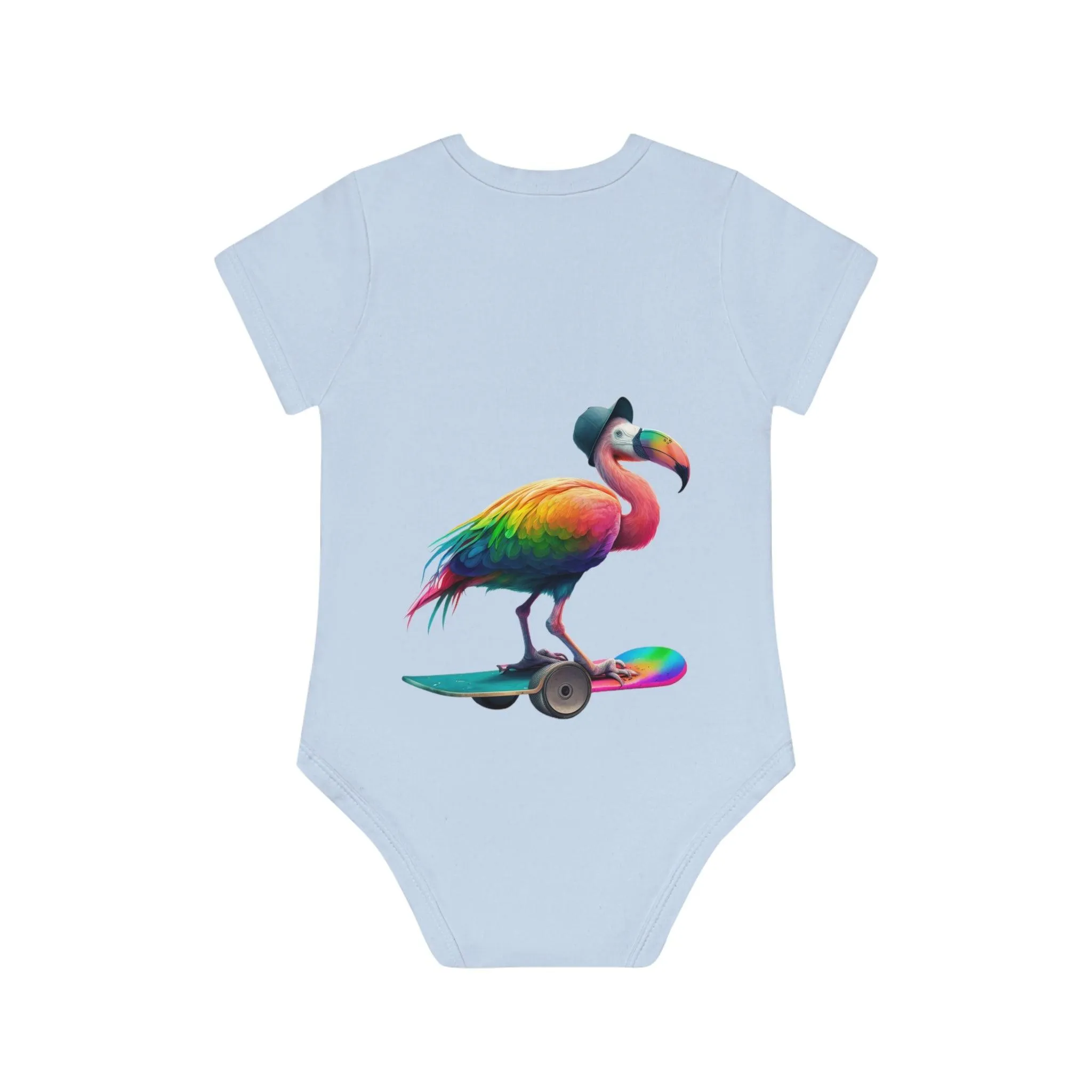 ,,FLAMINGO" Baby Organic Short Sleeve Bodysuit