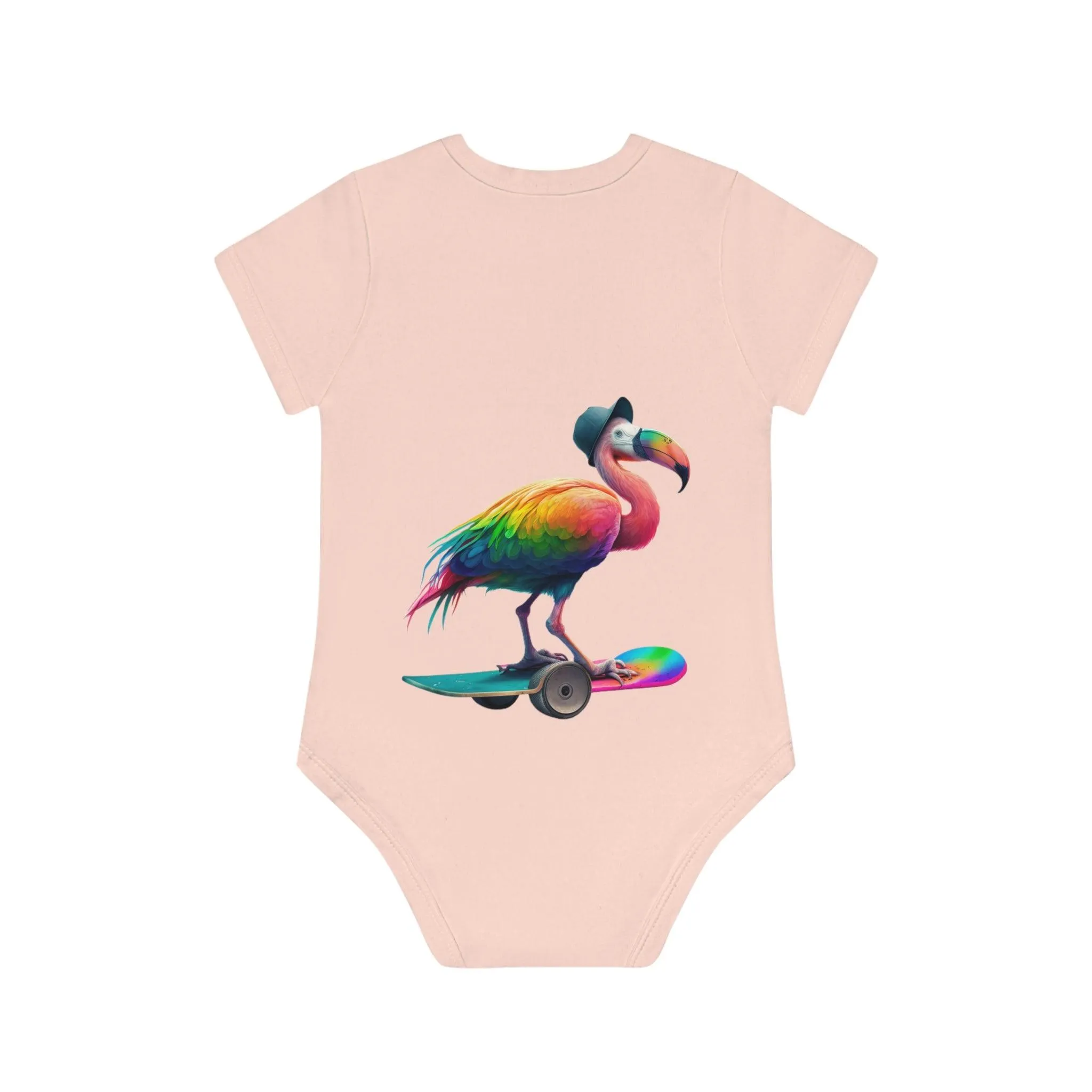 ,,FLAMINGO" Baby Organic Short Sleeve Bodysuit