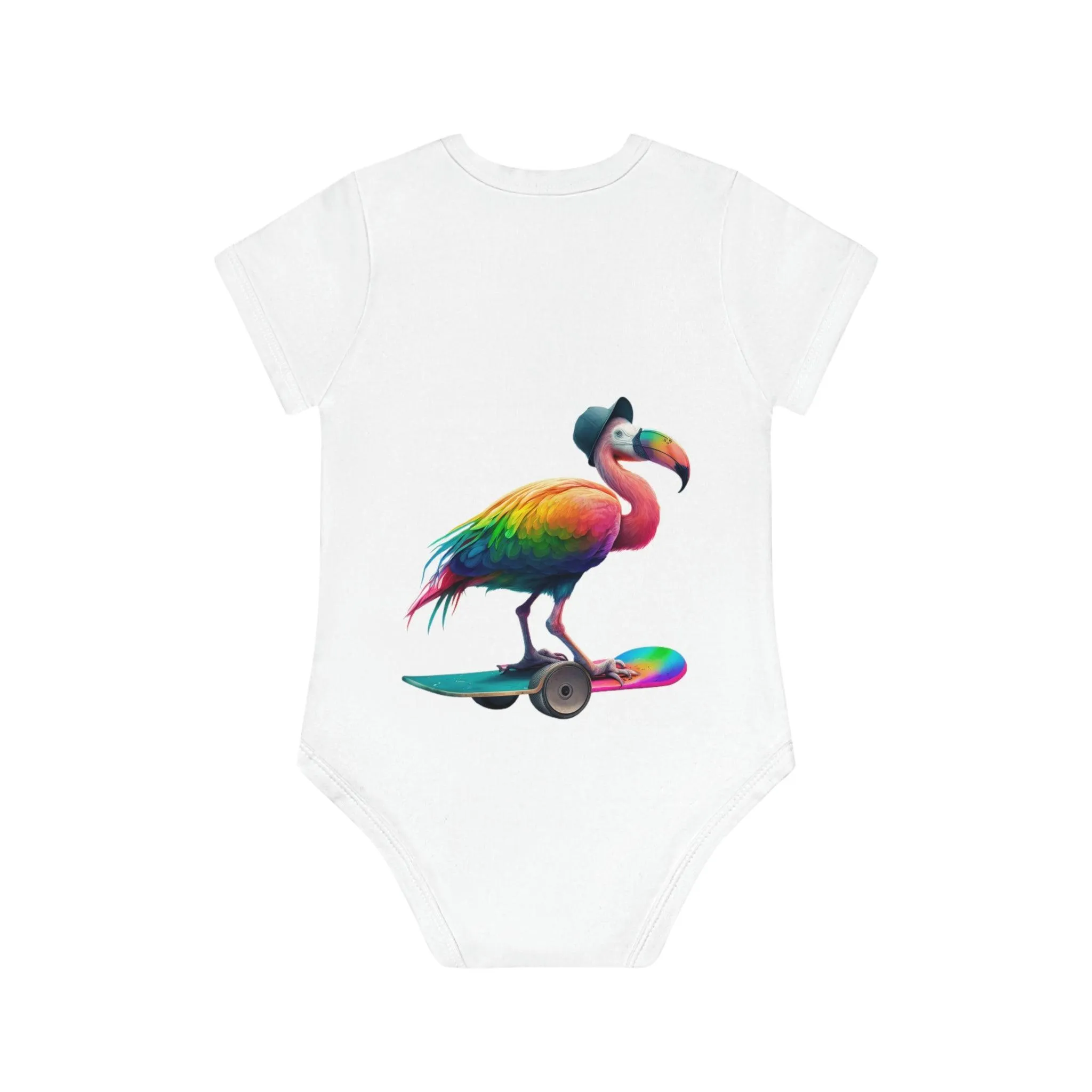 ,,FLAMINGO" Baby Organic Short Sleeve Bodysuit