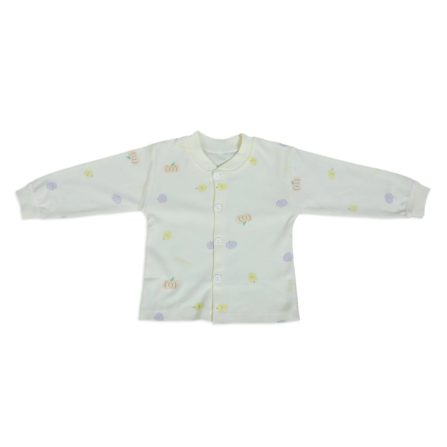 Fruitilicious Full Sleeves 2 Piece Buttoned Pyjama Set Night Suit - Yellow