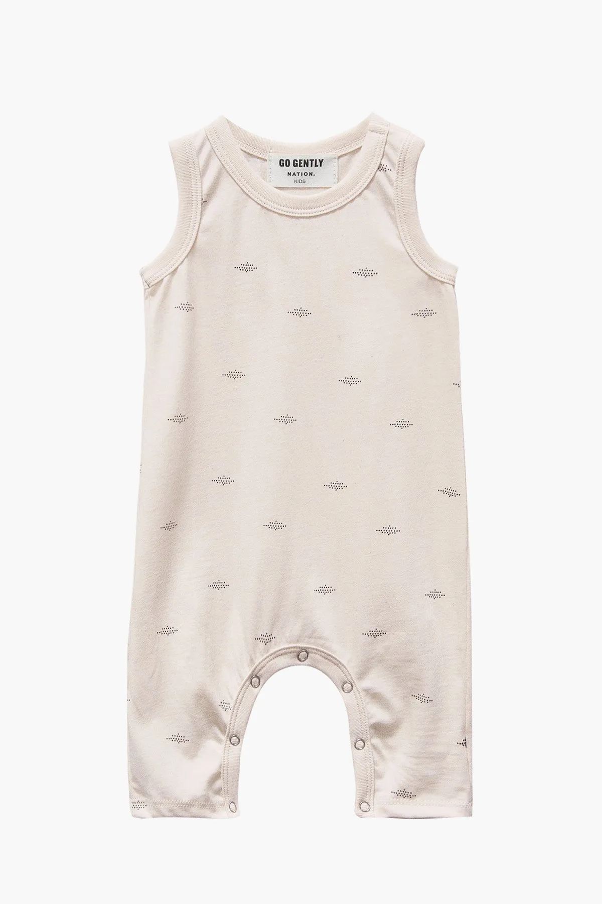 Go Gently Nation Printed Jersey Long Romper - Pink Tint (Size 6/12M left)