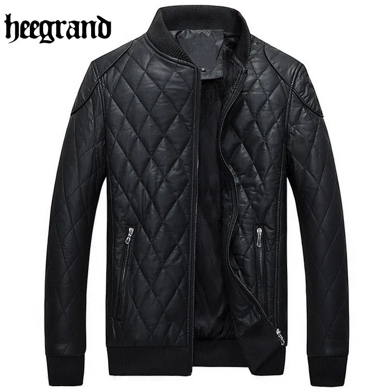 HEE GRAND Fashion Plaid Men's Leather Jackets European Style