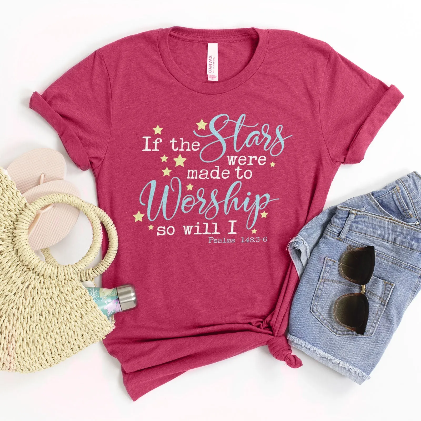 If The Stars Were Made To Worship Tee Shirts For Women - Christian Shirts for Women - Religious Tee Shirts