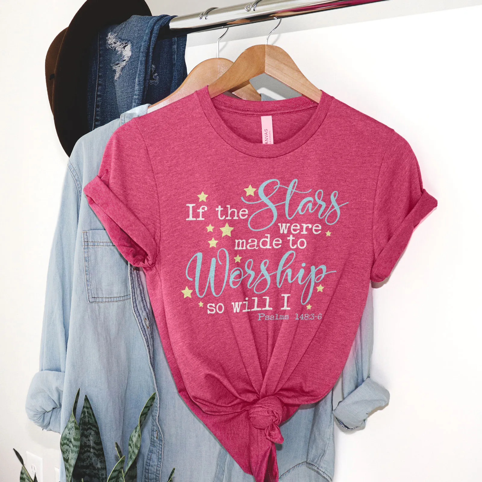 If The Stars Were Made To Worship Tee Shirts For Women - Christian Shirts for Women - Religious Tee Shirts