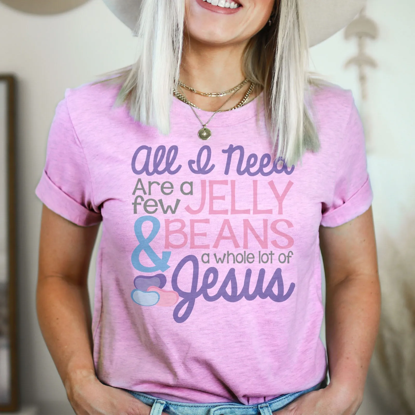 Jelly Beans & Jesus Tee Shirts For Women - Christian Easter T Shirts