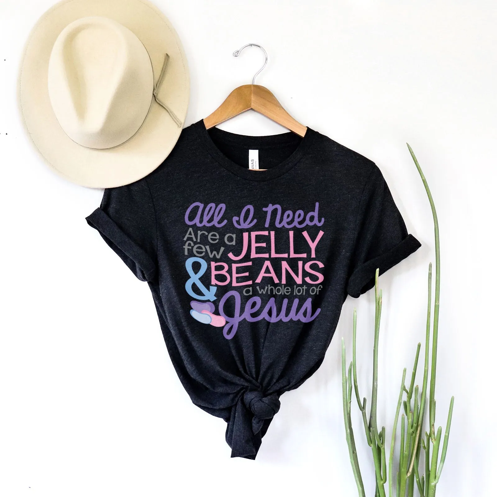 Jelly Beans & Jesus Tee Shirts For Women - Christian Easter T Shirts