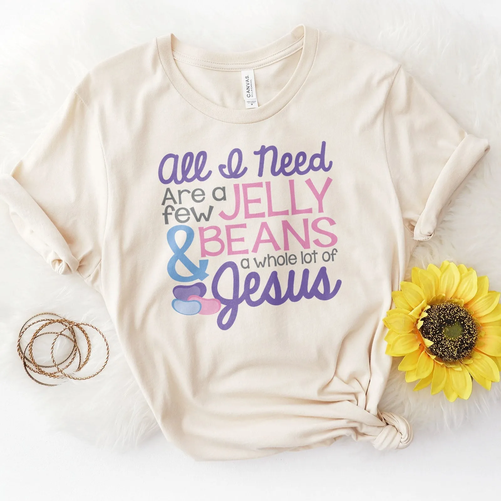 Jelly Beans & Jesus Tee Shirts For Women - Christian Easter T Shirts