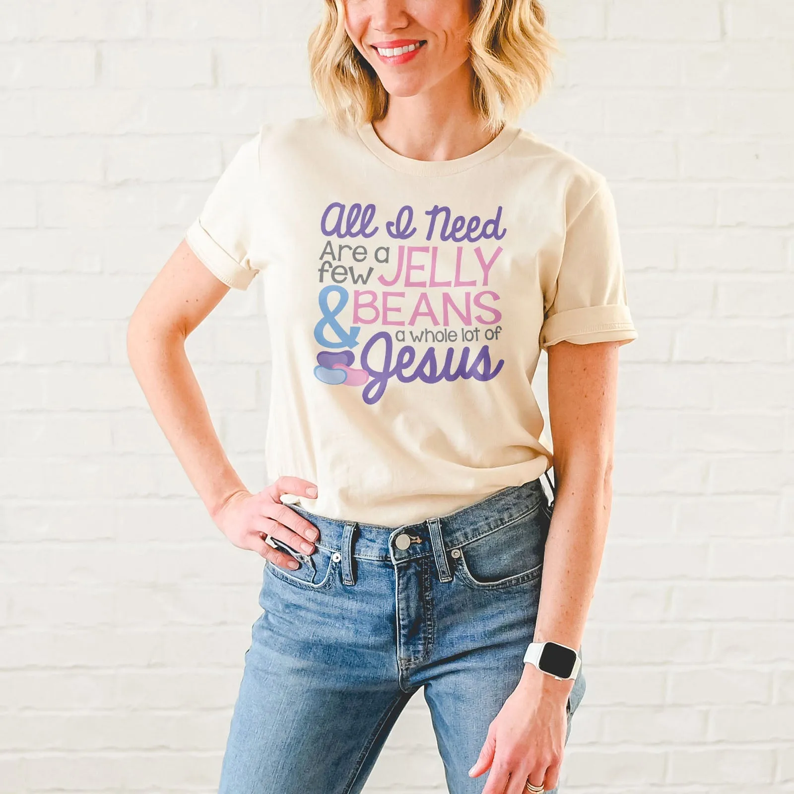 Jelly Beans & Jesus Tee Shirts For Women - Christian Easter T Shirts