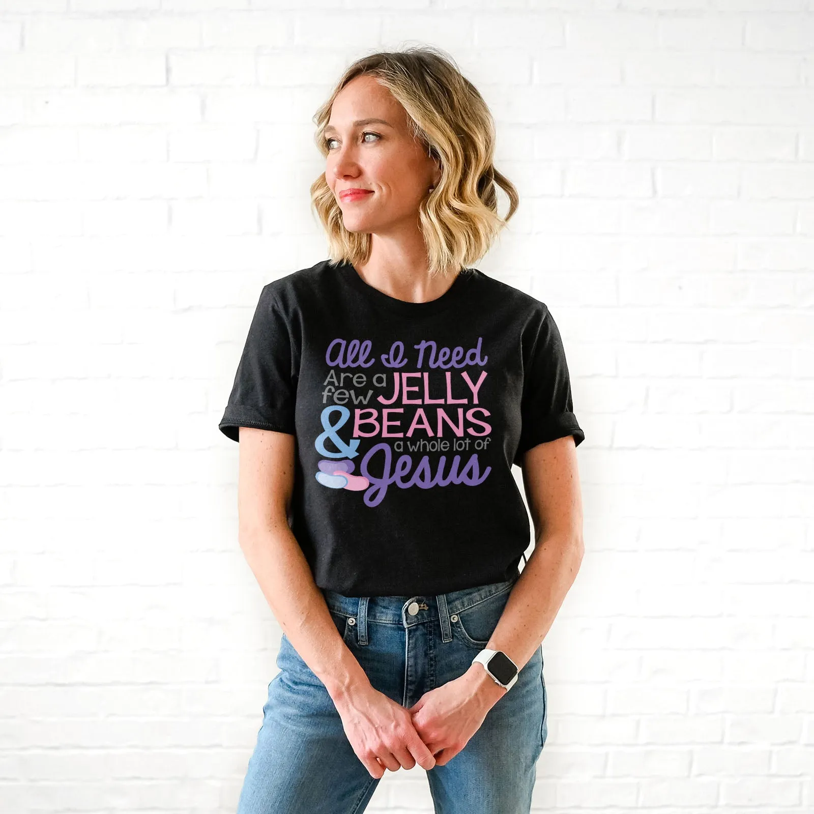 Jelly Beans & Jesus Tee Shirts For Women - Christian Easter T Shirts