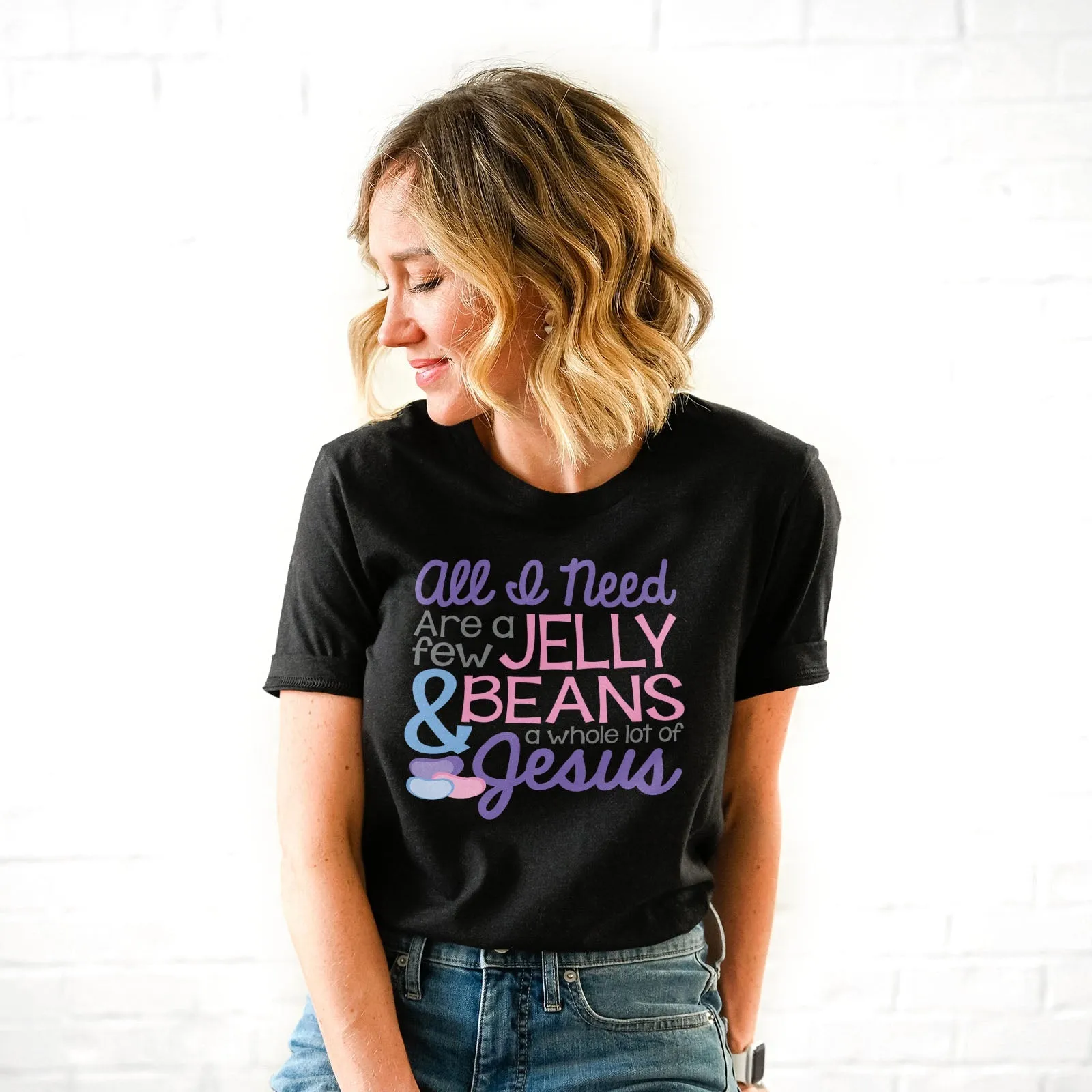 Jelly Beans & Jesus Tee Shirts For Women - Christian Easter T Shirts