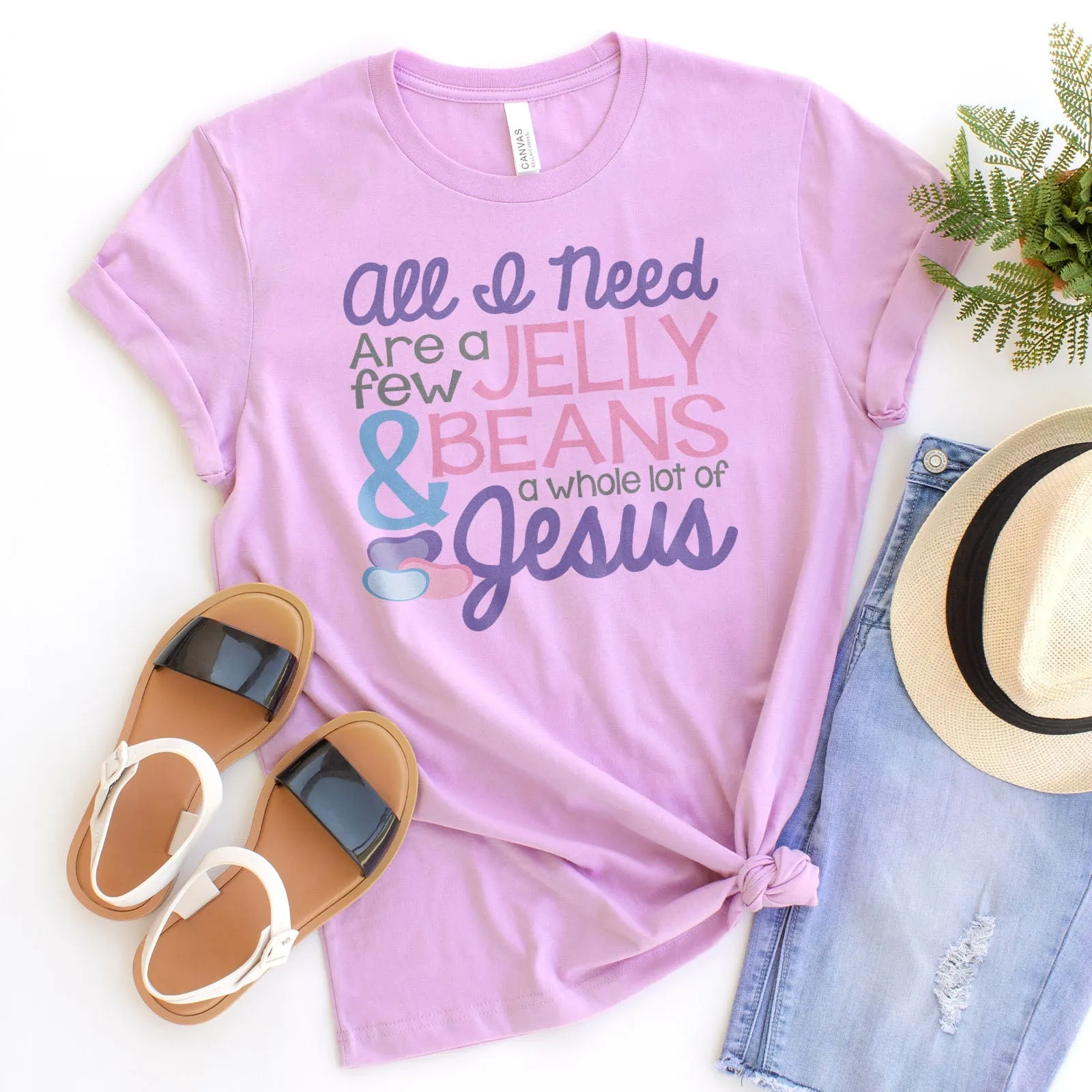 Jelly Beans & Jesus Tee Shirts For Women - Christian Easter T Shirts