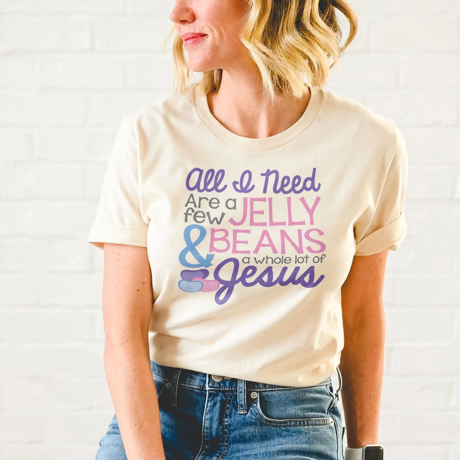 Jelly Beans & Jesus Tee Shirts For Women - Christian Easter T Shirts