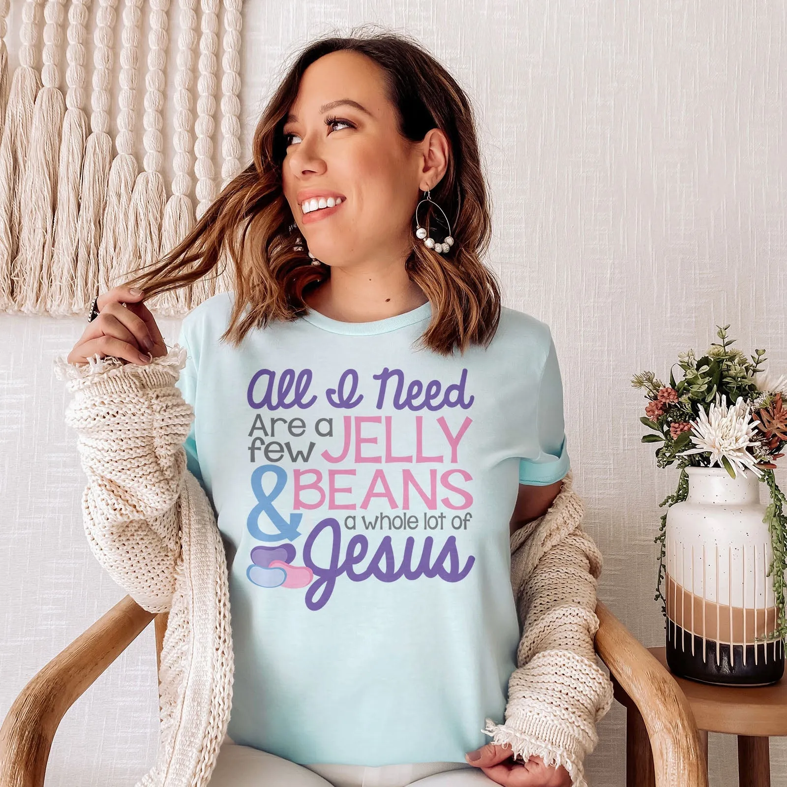 Jelly Beans & Jesus Tee Shirts For Women - Christian Easter T Shirts