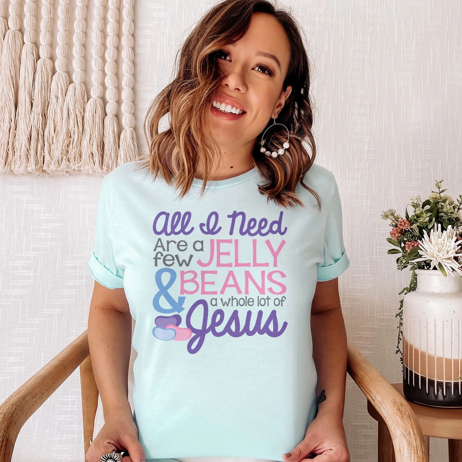 Jelly Beans & Jesus Tee Shirts For Women - Christian Easter T Shirts