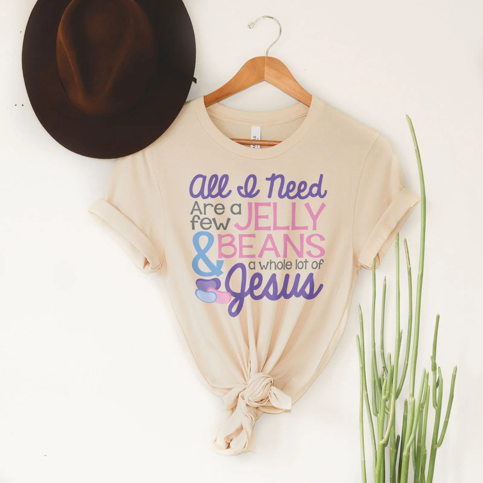 Jelly Beans & Jesus Tee Shirts For Women - Christian Easter T Shirts