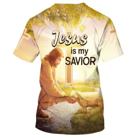 Jesus Is My Savior Shirts - Jesus Lamb Drinking Water 3D All Over Printed Shirt for Men and Women