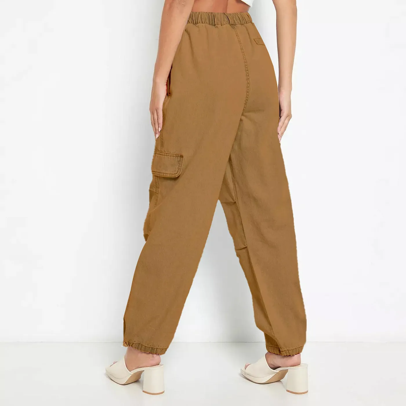 Khaki Wide Leg Cargo Jeans