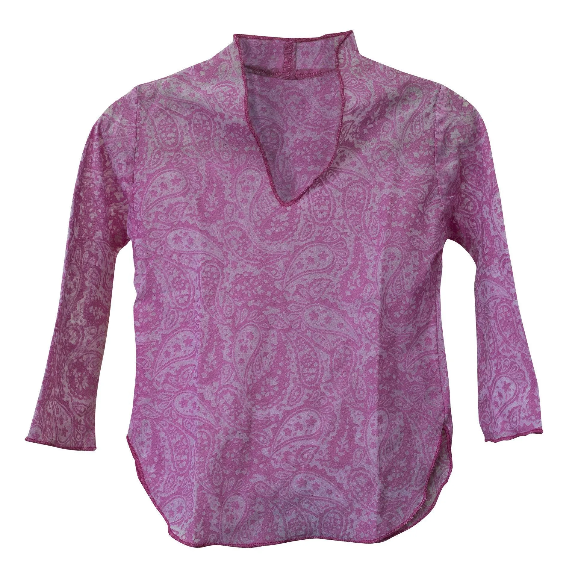 Kids Boy Girl Unisex Cotton Shirt Top V Neck 3/4 sleeve S Paisley