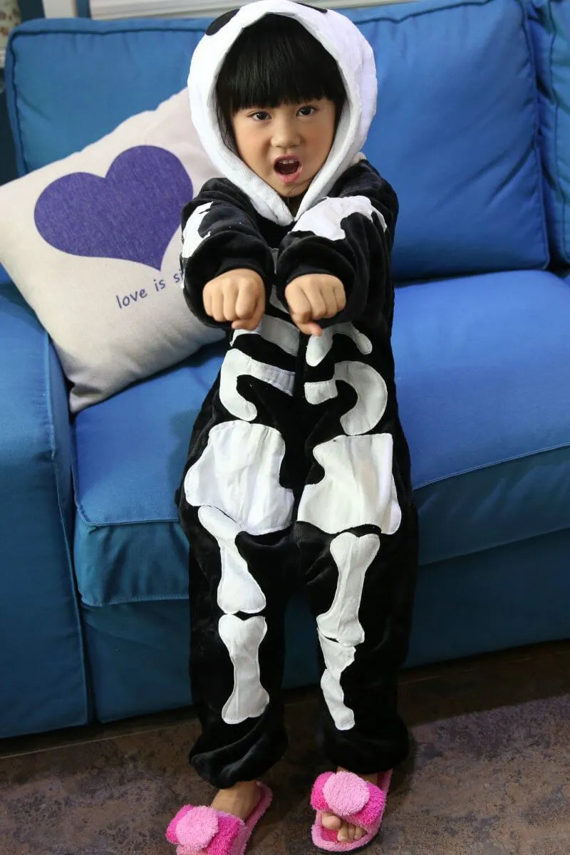 Kids Skeleton Pajamas Onesies Hoodie Animal Costume