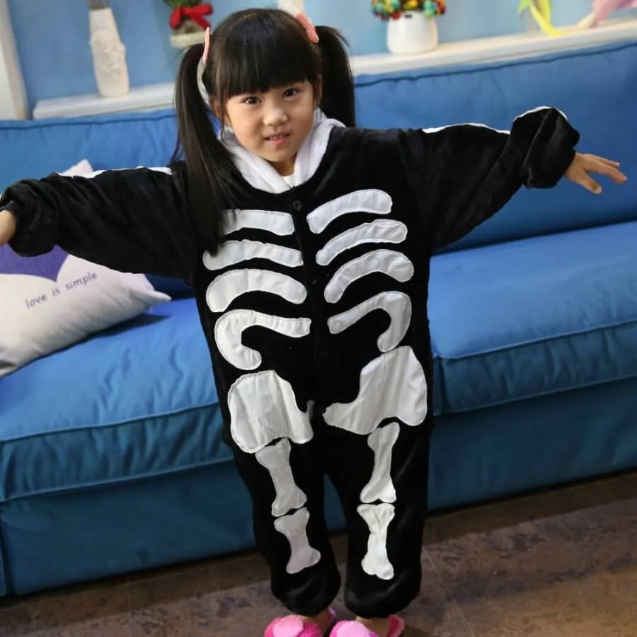 Kids Skeleton Pajamas Onesies Hoodie Animal Costume