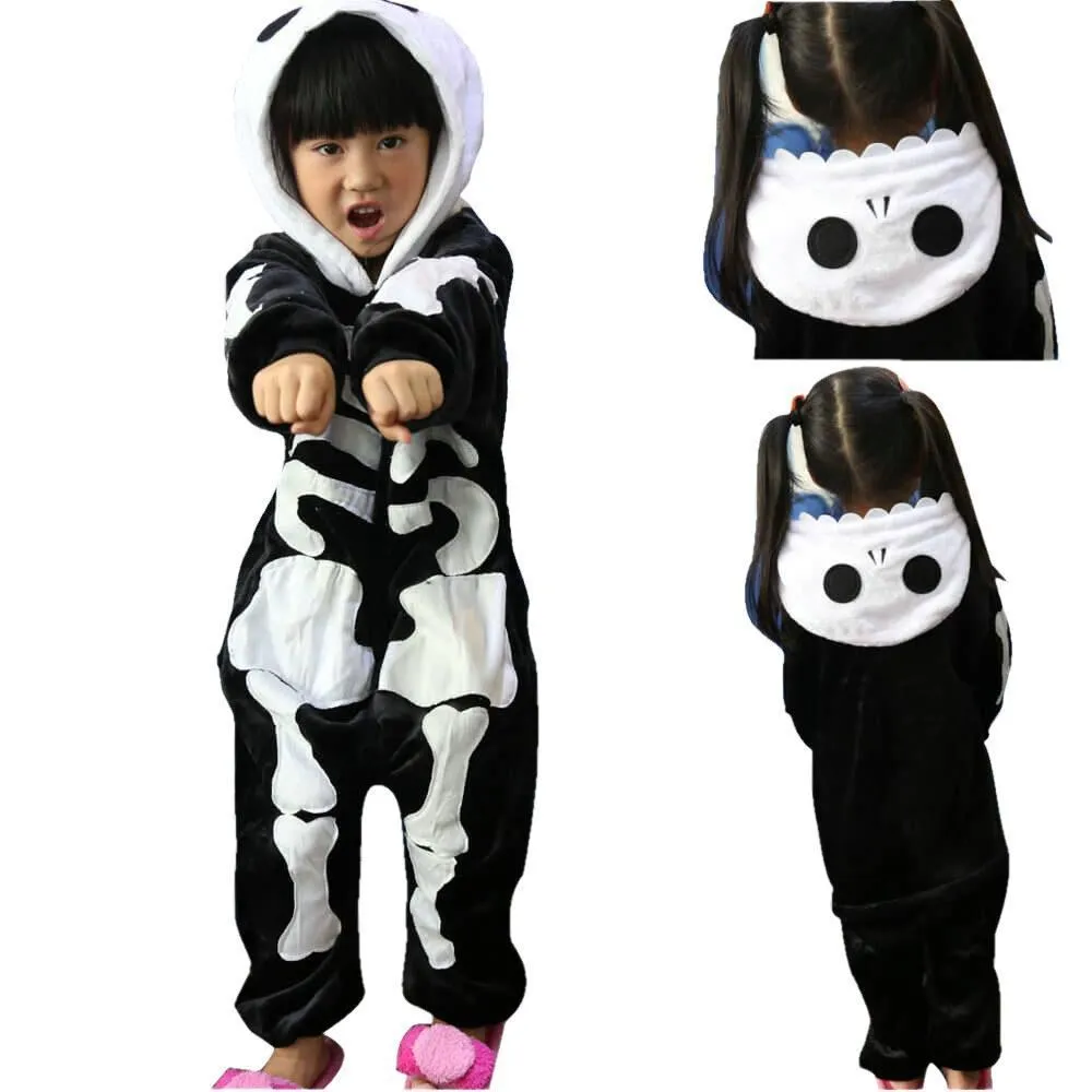 Kids Skeleton Pajamas Onesies Hoodie Animal Costume