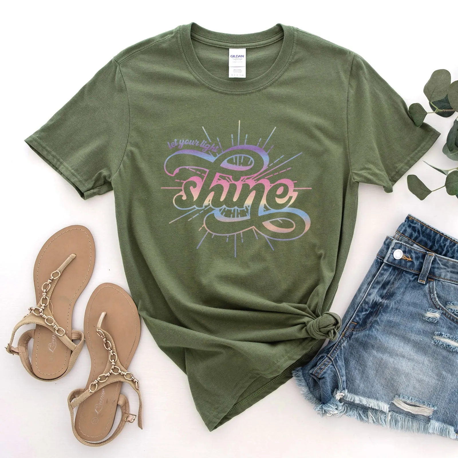 Let your light shine Groovy Tee Shirts For Women - Christian Shirts for Women - Religious Tee Shirts