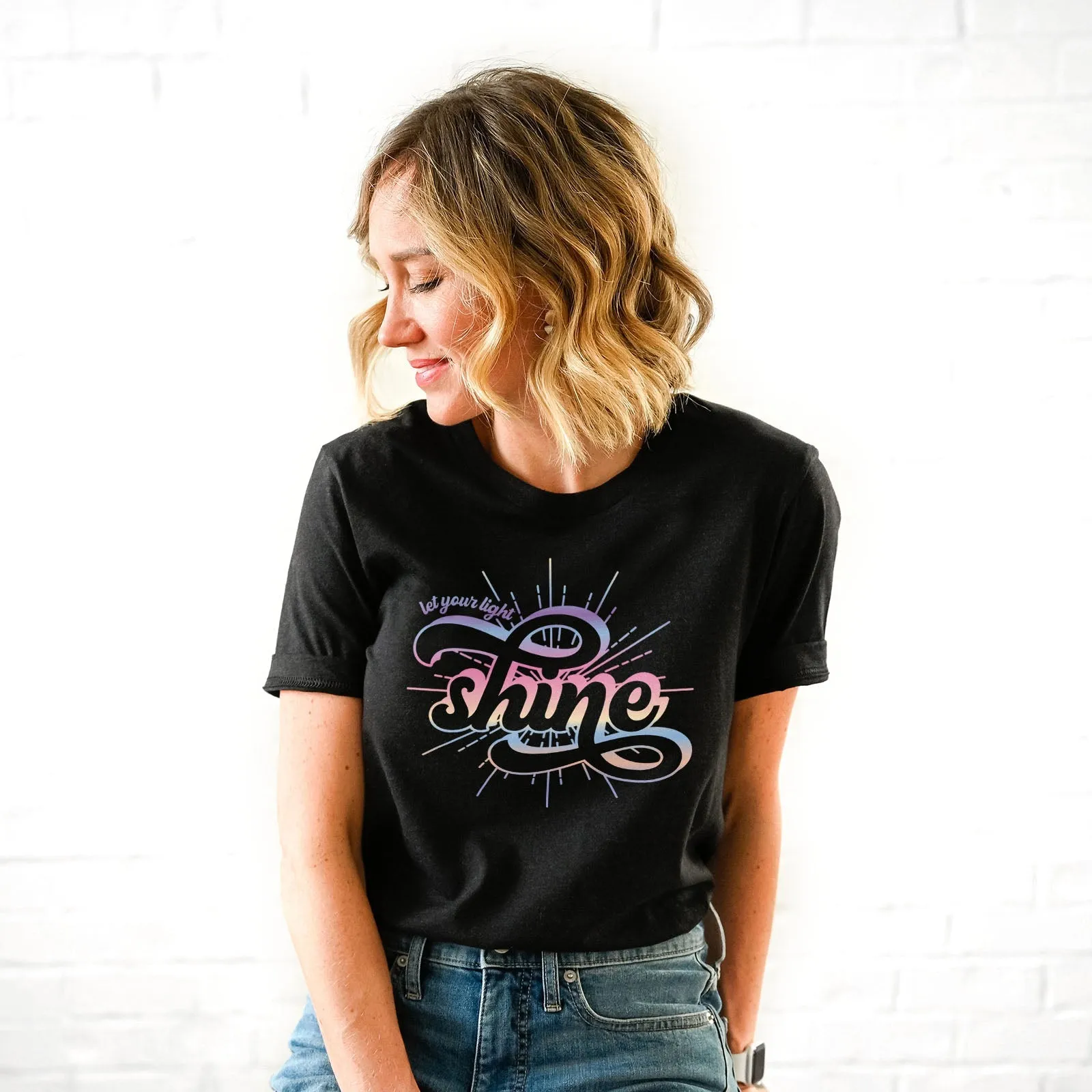 Let your light shine Groovy Tee Shirts For Women - Christian Shirts for Women - Religious Tee Shirts