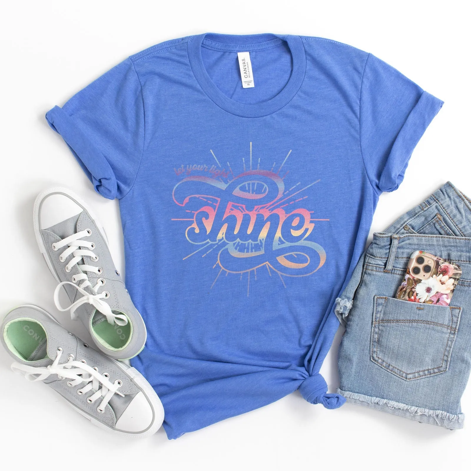 Let your light shine Groovy Tee Shirts For Women - Christian Shirts for Women - Religious Tee Shirts