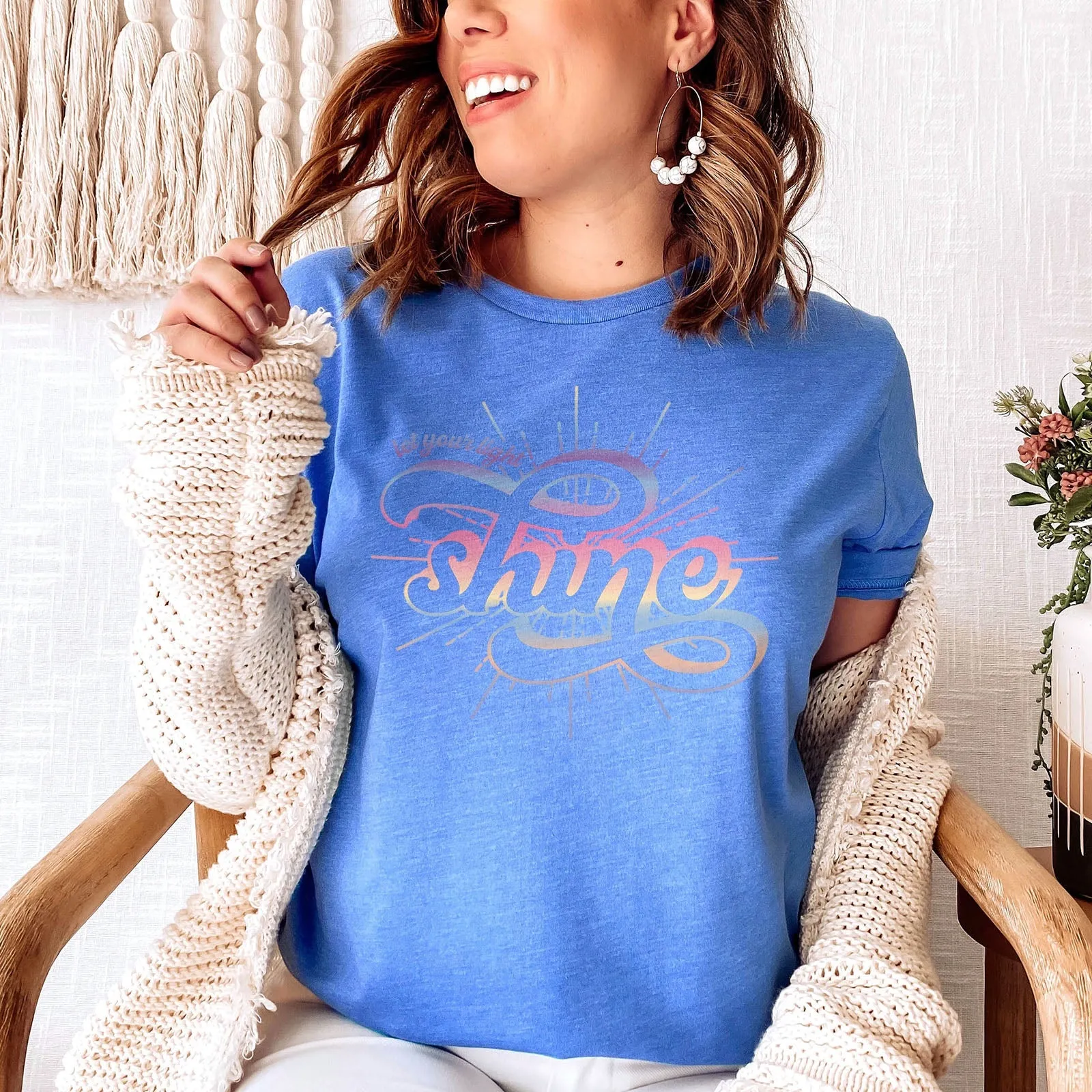 Let your light shine Groovy Tee Shirts For Women - Christian Shirts for Women - Religious Tee Shirts