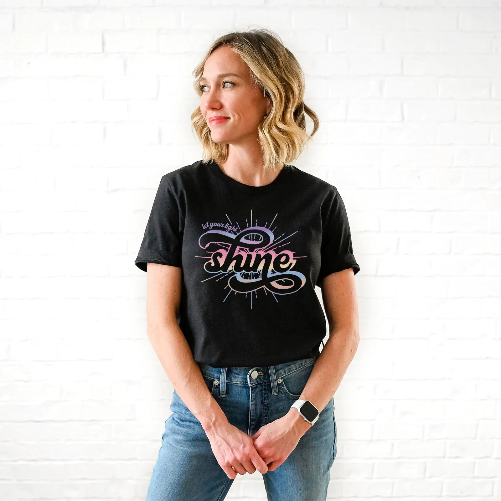 Let your light shine Groovy Tee Shirts For Women - Christian Shirts for Women - Religious Tee Shirts