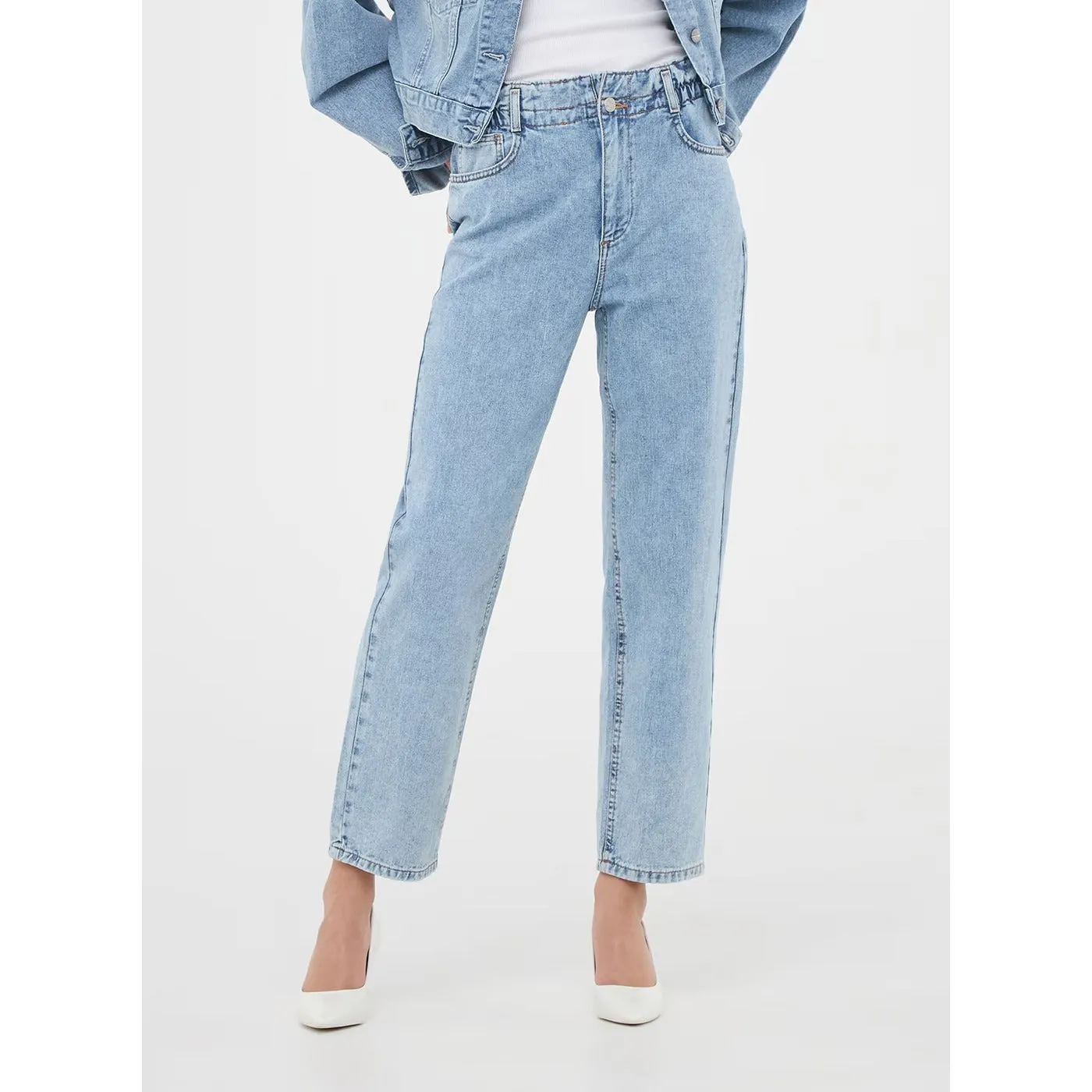 Light Blue Paper Bag Mom Jeans