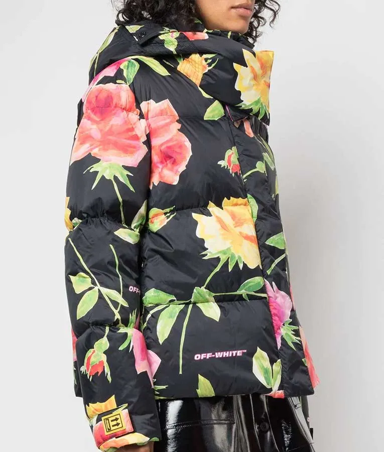 Lily Collins Emily In Paris Floral Puffer Jacket