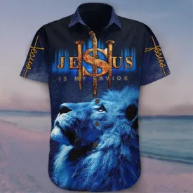 Lion Jesus Is My Savior Hawaiian Shirt Unique Cool Christian Shirt Apparel For Men Gift - Christian Hawaiian Shirt for Men Women