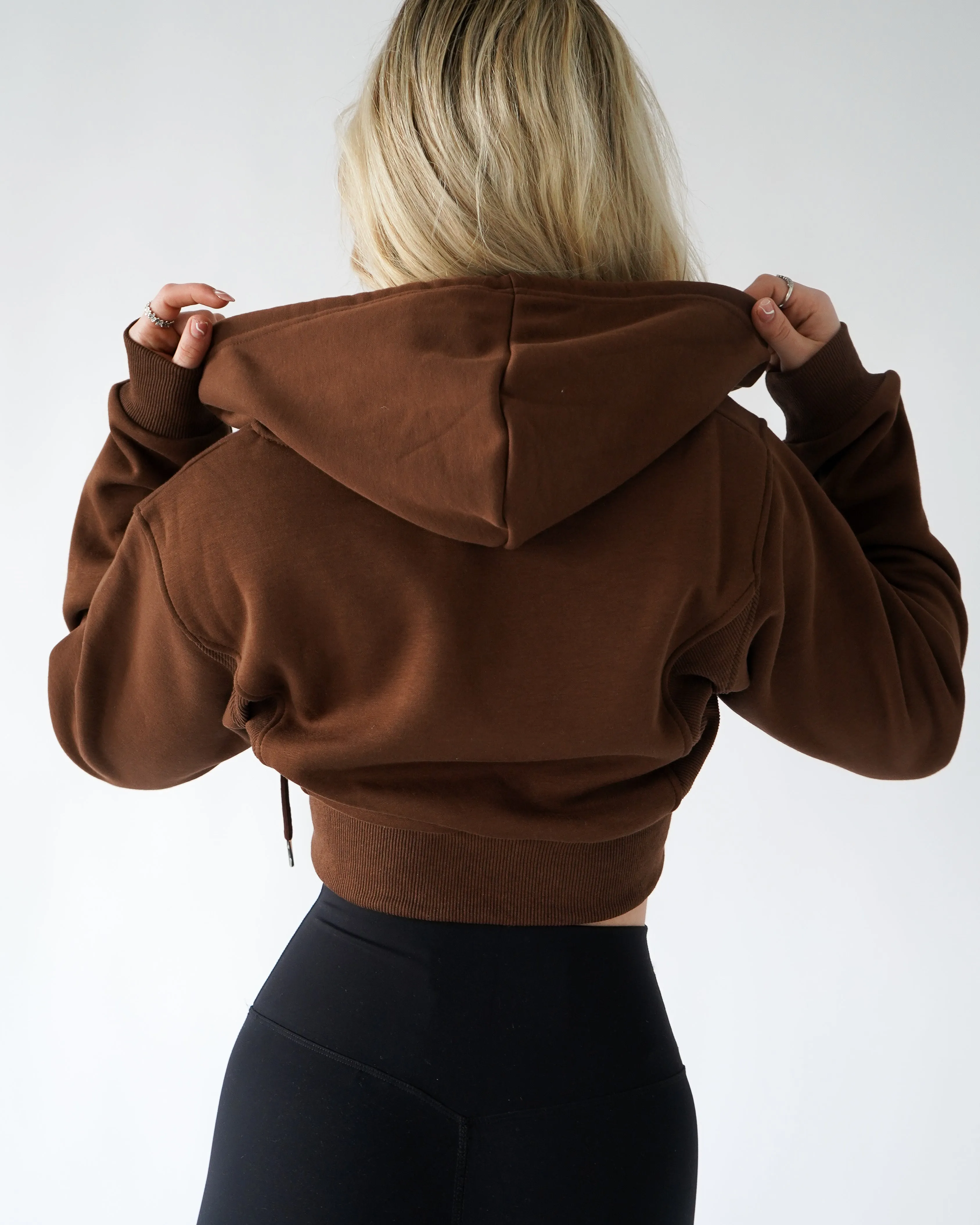 Lounge Cropped Zip-Up Hoodie - Brownie