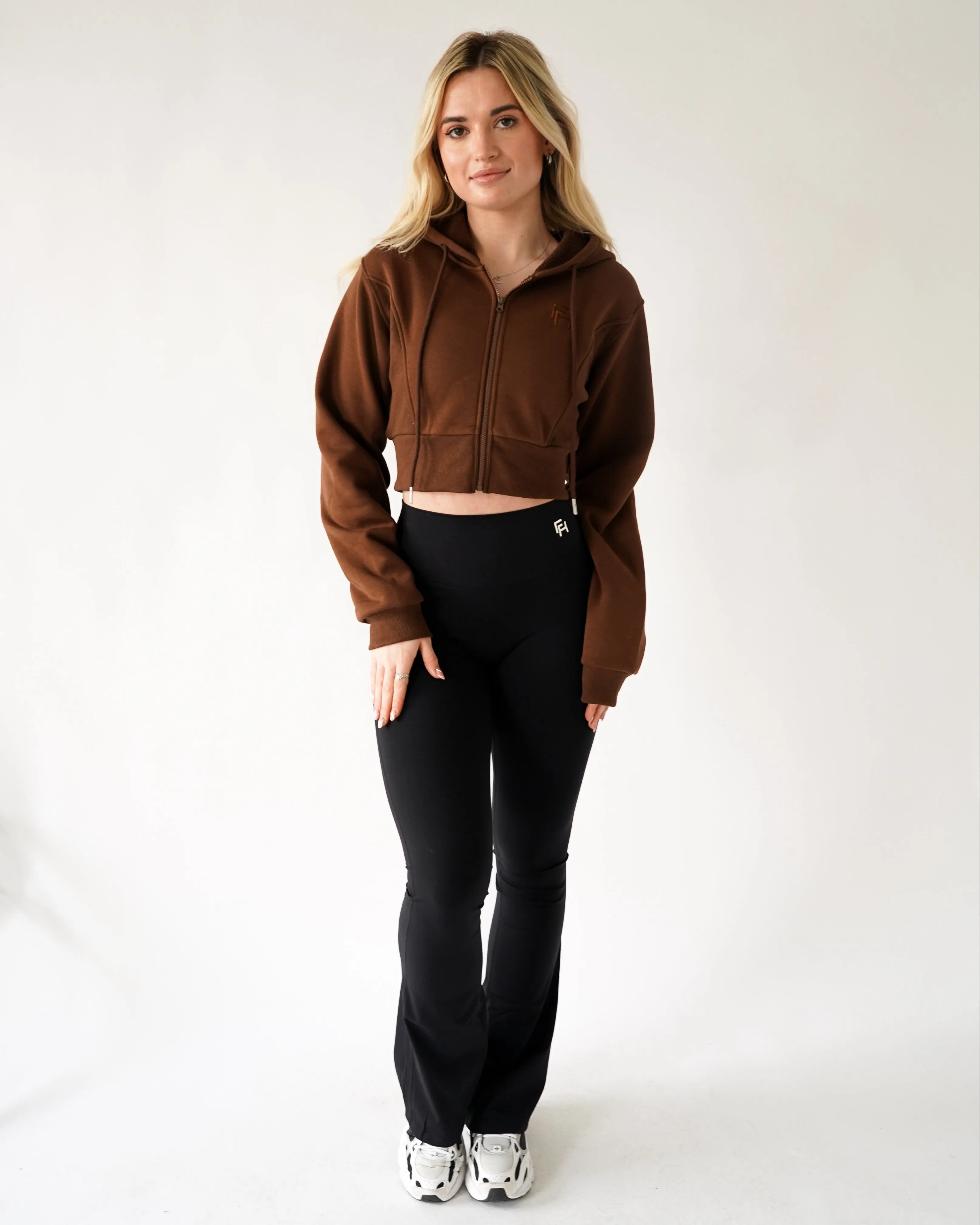 Lounge Cropped Zip-Up Hoodie - Brownie