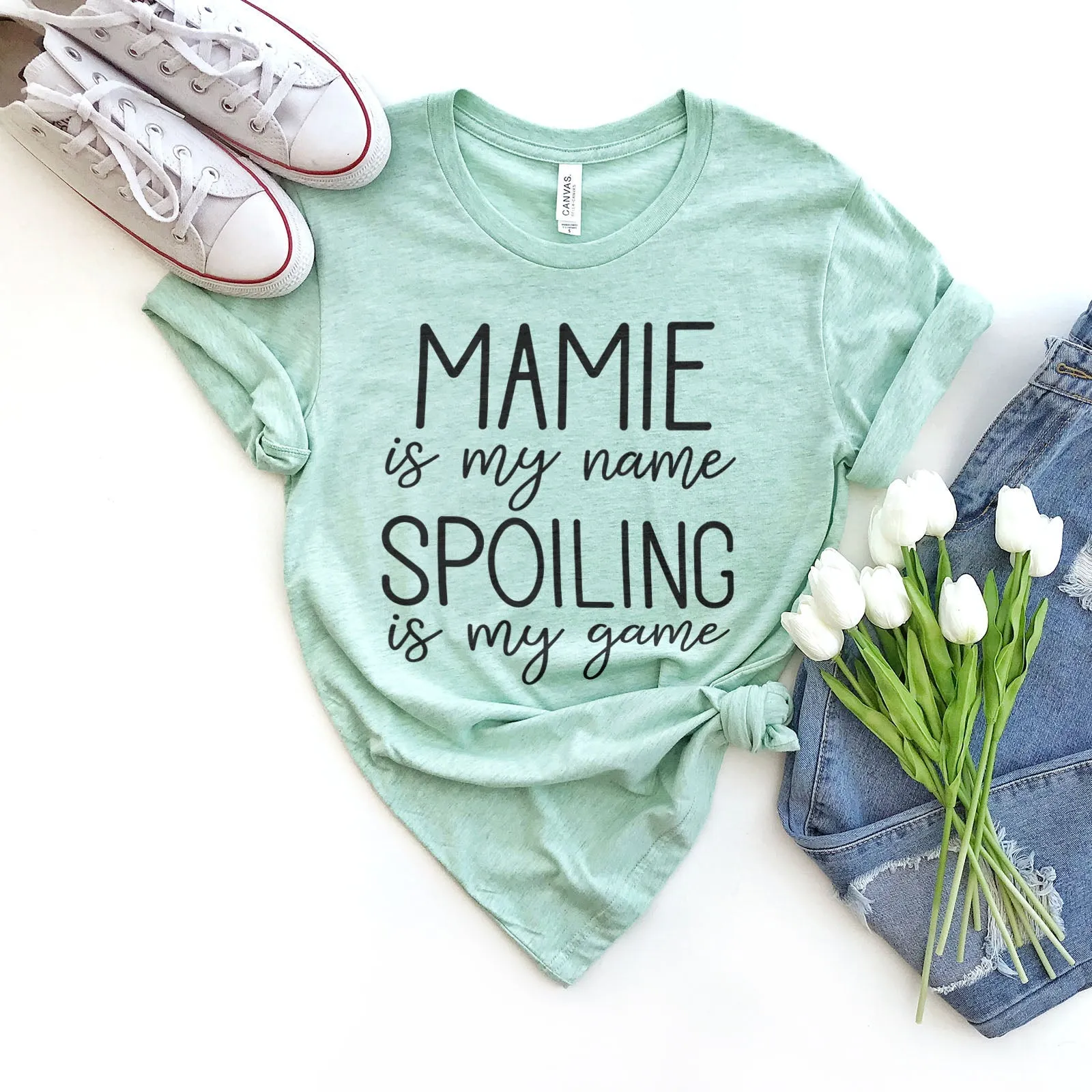 Mamie Is My Name Spoiling Is My Game Shirts For Women - Christian Shirts for Women - Religious Tee Shirts