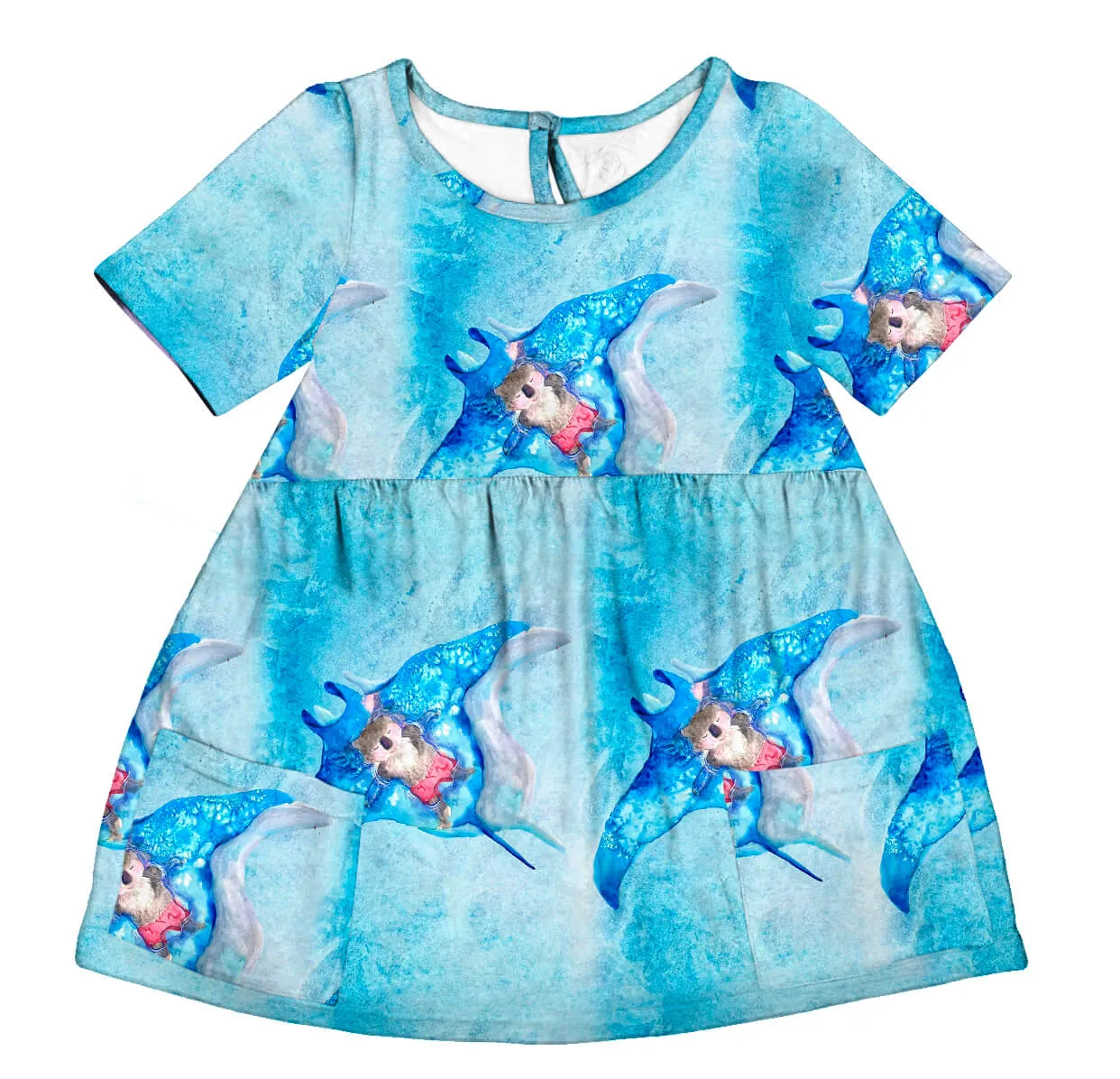 Manta Ray Koala Short Sleeve Pocket Dress