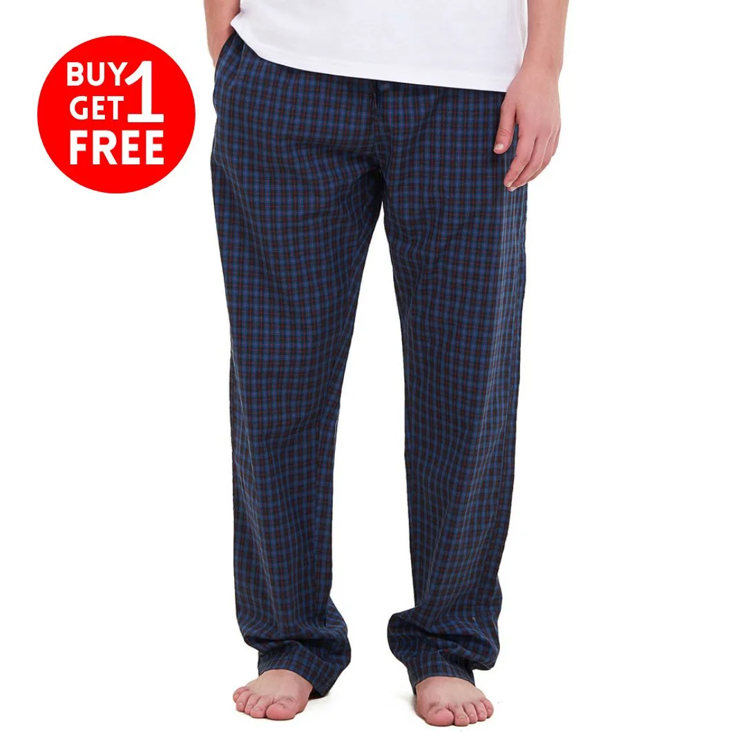 Men summer Blue x Black checkered pants