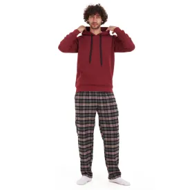 Men Winter Pajama Set Maroon sweatshirt  Maroon checkered Pants