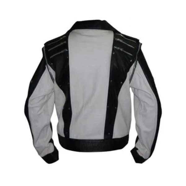 Men's Black White color BMW Motorcycle Racing Biker Leather Jacket